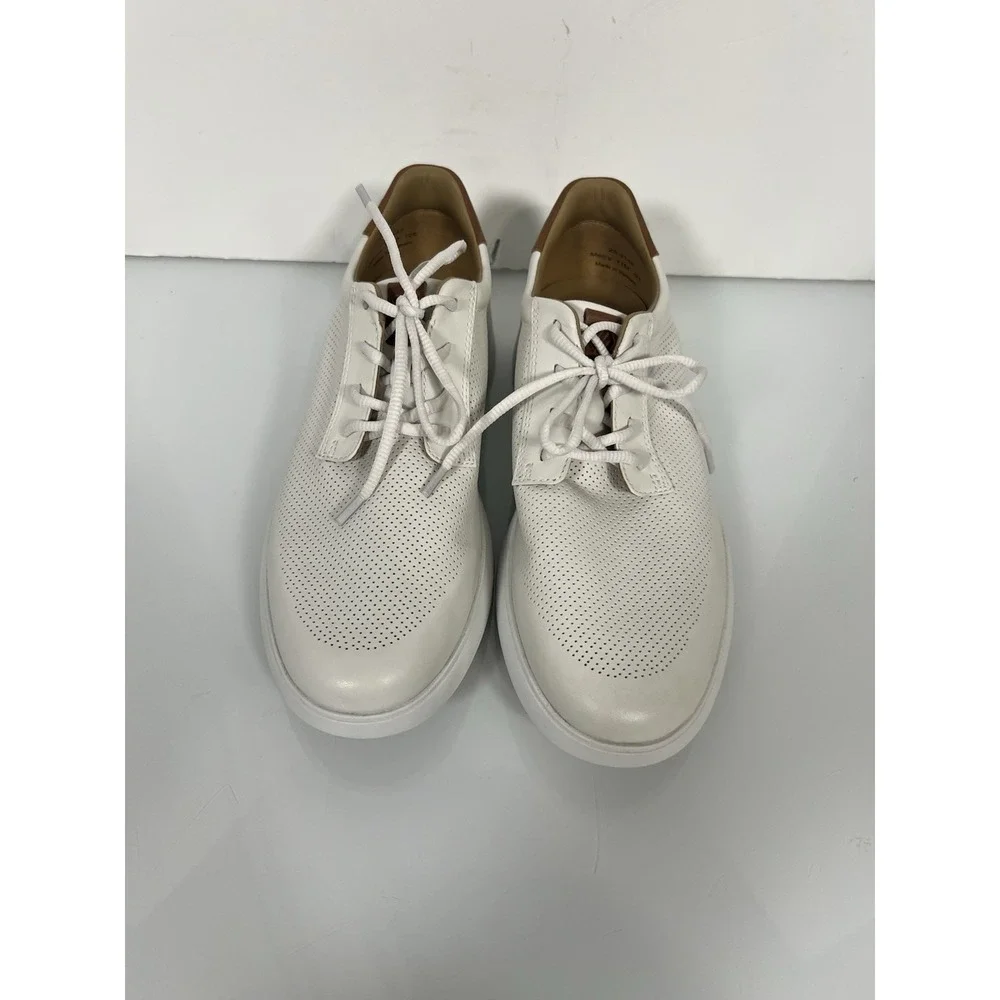 Johnston & Murphy Men's Size 11 Ackerson Plain Toe‎ White Leather Oxford Shoes